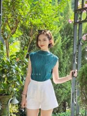 Áo cổ lọ vải dập ly Cói Design