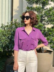 Áo sơ mi lụa 2 túi hộp Cói Design