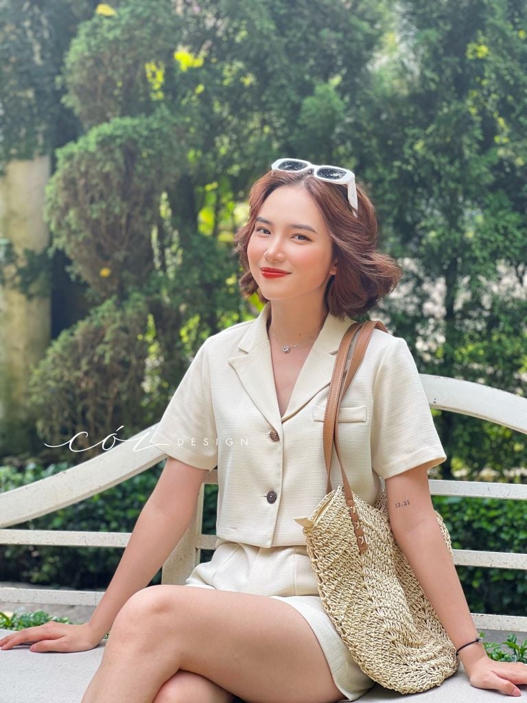 Áo croptop linen hàn cao cấp 1 túi Cói Design