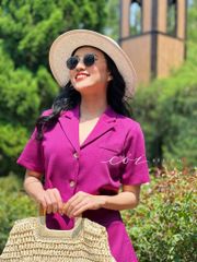 Áo croptop linen hàn cao cấp 1 túi Cói Design
