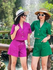 Áo croptop linen hàn cao cấp 1 túi Cói Design
