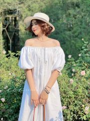 Đầm linen bẹt vai dáng suông Cói Design