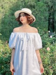 Đầm linen bẹt vai dáng suông Cói Design