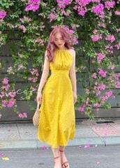 Đầm yếm xô họa tiết hoa nhí Cói Design
