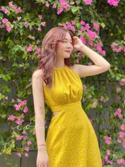 Đầm yếm xô họa tiết hoa nhí Cói Design