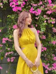 Đầm yếm xô họa tiết hoa nhí Cói Design