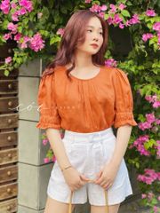Áo linen xếp ly cổ Cói Design