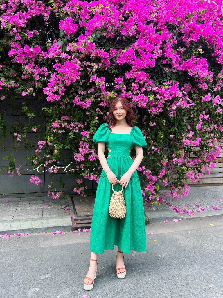 Đầm Boi cotton thêu khoét eo Cói Design