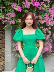 Đầm Boi cotton thêu khoét eo Cói Design