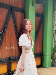 Đầm Boi cotton thêu khoét eo Cói Design