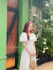 Đầm Boi cotton thêu khoét eo Cói Design