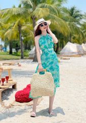 Đầm yếm khoét eo linen tơ Premium Cói Design