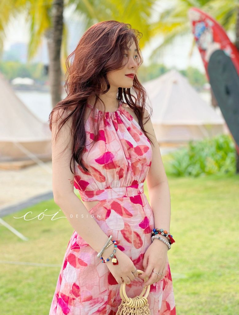 Đầm yếm khoét eo linen tơ Premium Cói Design