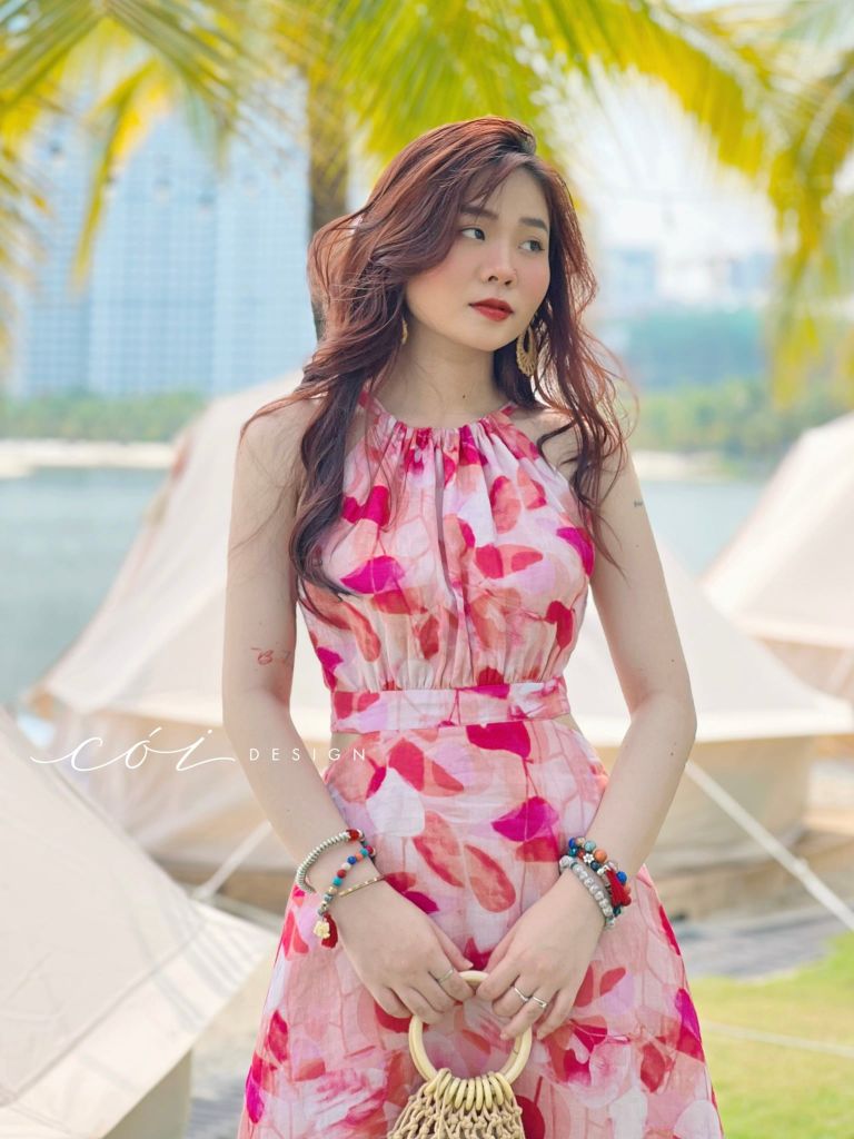 Đầm yếm khoét eo linen tơ Premium Cói Design