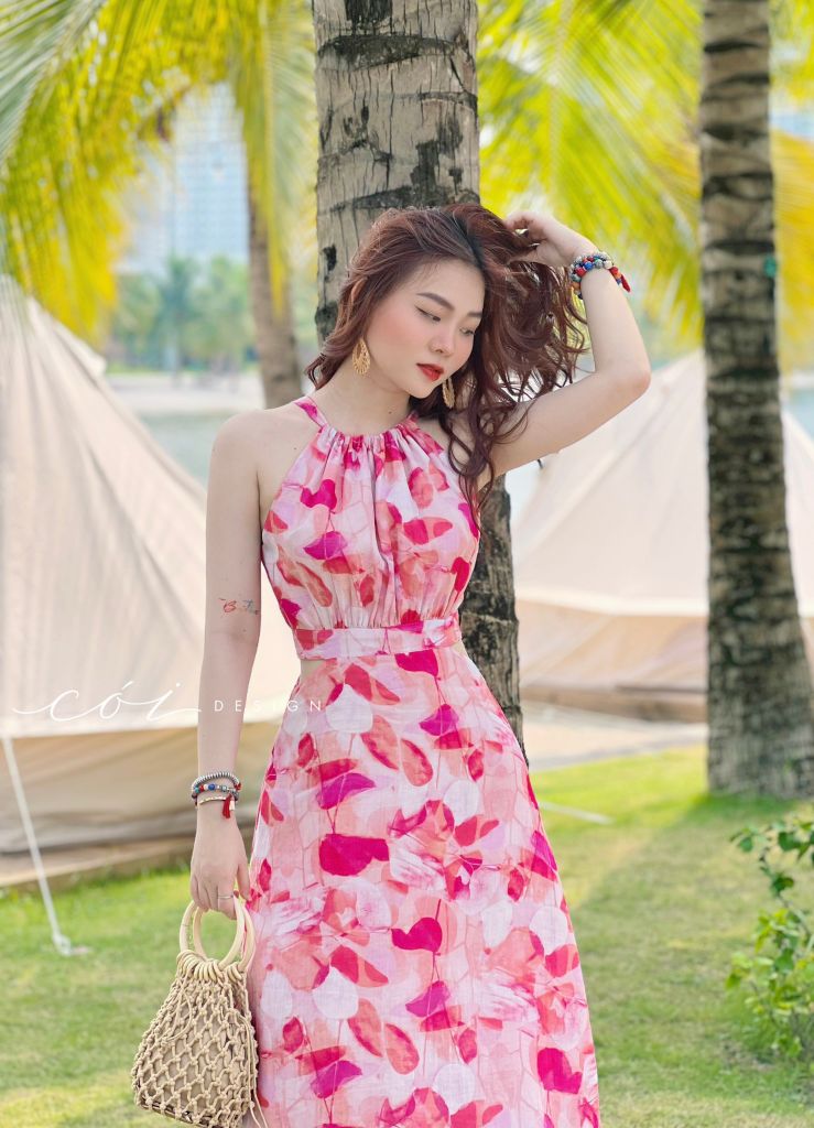 Đầm yếm khoét eo linen tơ Premium Cói Design