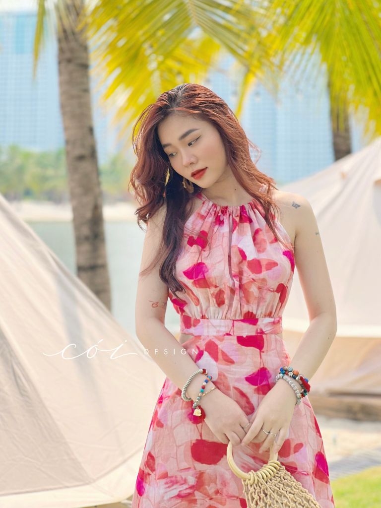 Đầm yếm khoét eo linen tơ Premium Cói Design