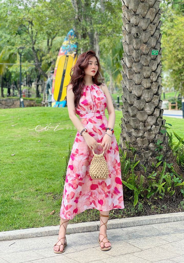 Đầm yếm khoét eo linen tơ Premium Cói Design