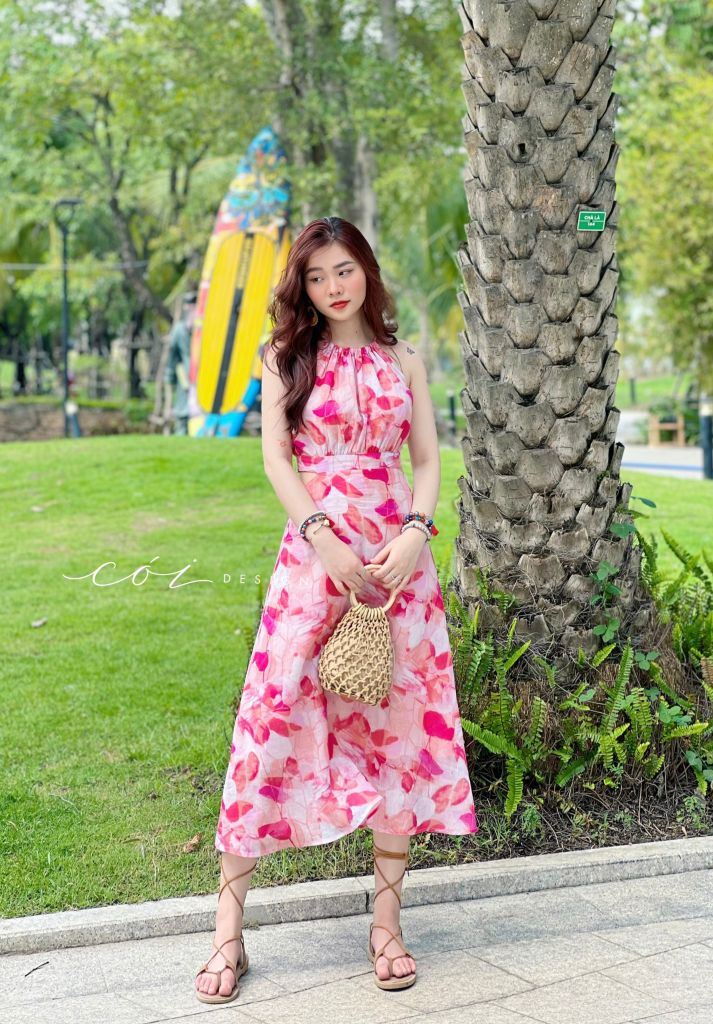 Đầm yếm khoét eo linen tơ Premium Cói Design