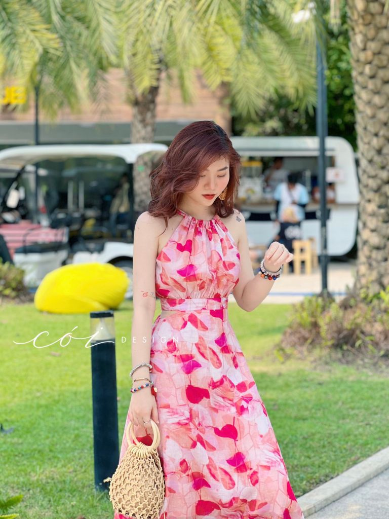 Đầm yếm khoét eo linen tơ Premium Cói Design