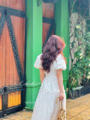 Đầm Boi cotton thêu khoét eo Cói Design