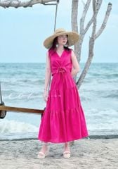 Áo sát nách nút bọc phối dây Linen tưng premium Cói Design