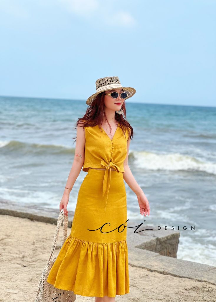 Chân váy bèo Linen tưng premiumCói Design