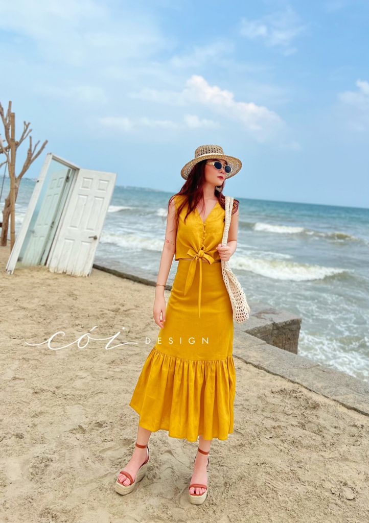 Chân váy bèo Linen tưng premiumCói Design