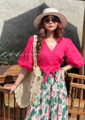 Áo croptop tay bí phối dây linen Cói Design
