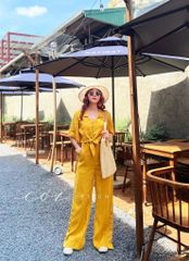 Áo phối dây tay ngắn Linen tưng premium Cói Design