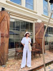 Áo phối dây tay ngắn Linen tưng premium Cói Design