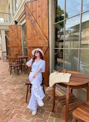 Áo phối dây tay ngắn Linen tưng premium Cói Design