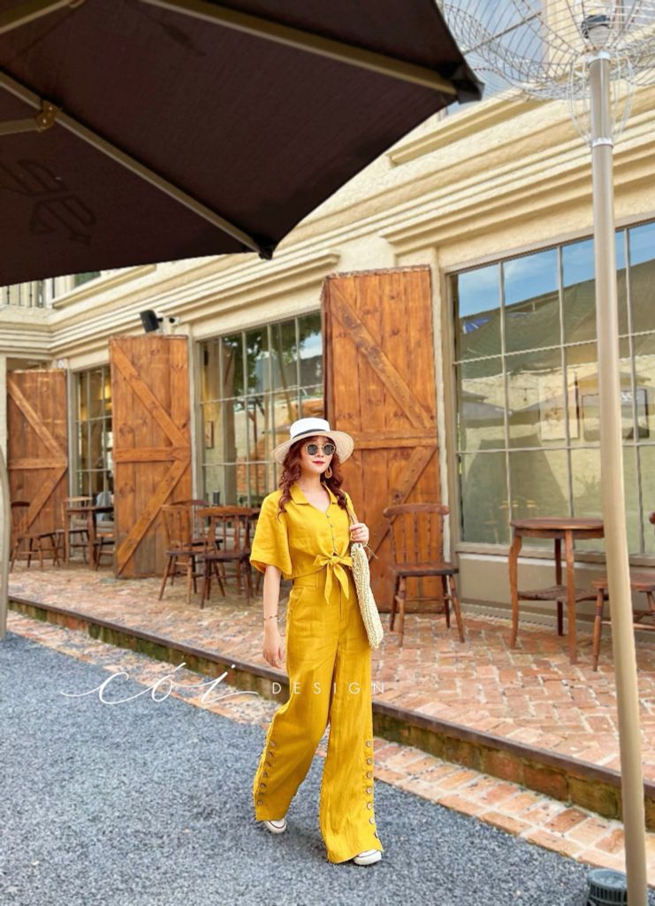 Áo phối dây tay ngắn Linen tưng premium Cói Design