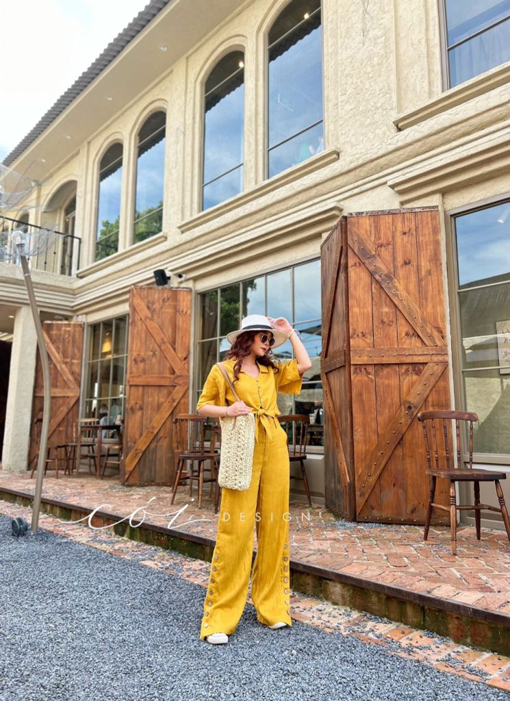 Áo phối dây tay ngắn Linen tưng premium Cói Design