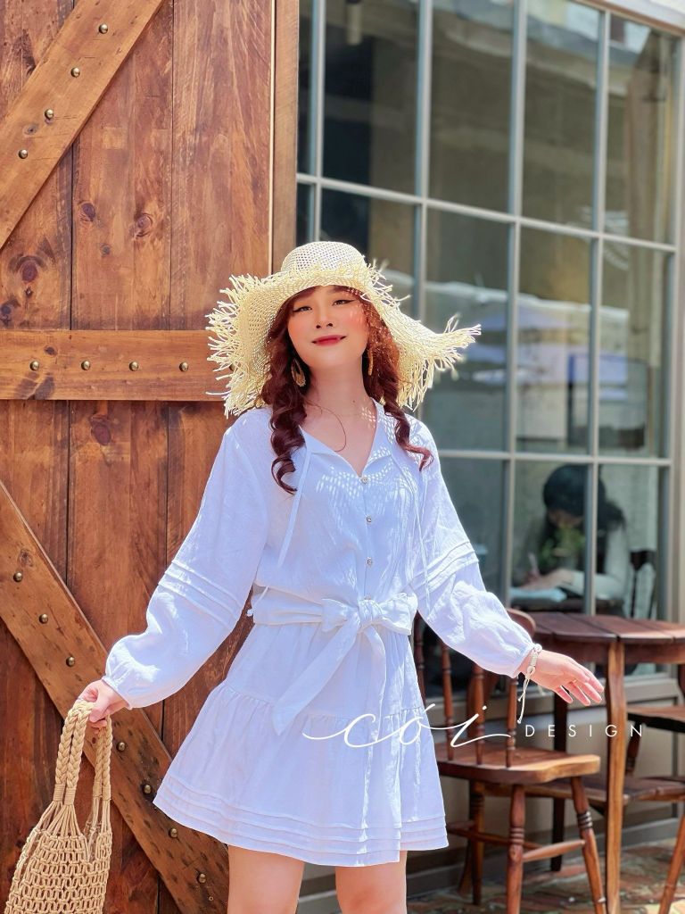 Chân váy linen xòe ngắn Cói Design
