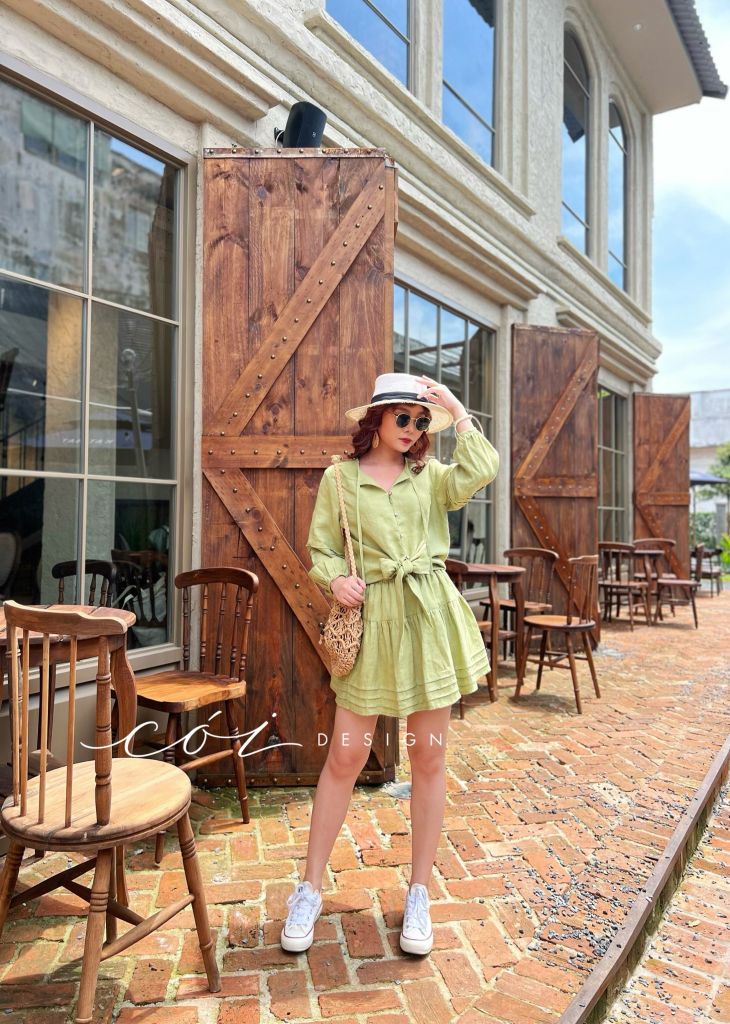 Áo cột nơ tay dài Cói Design