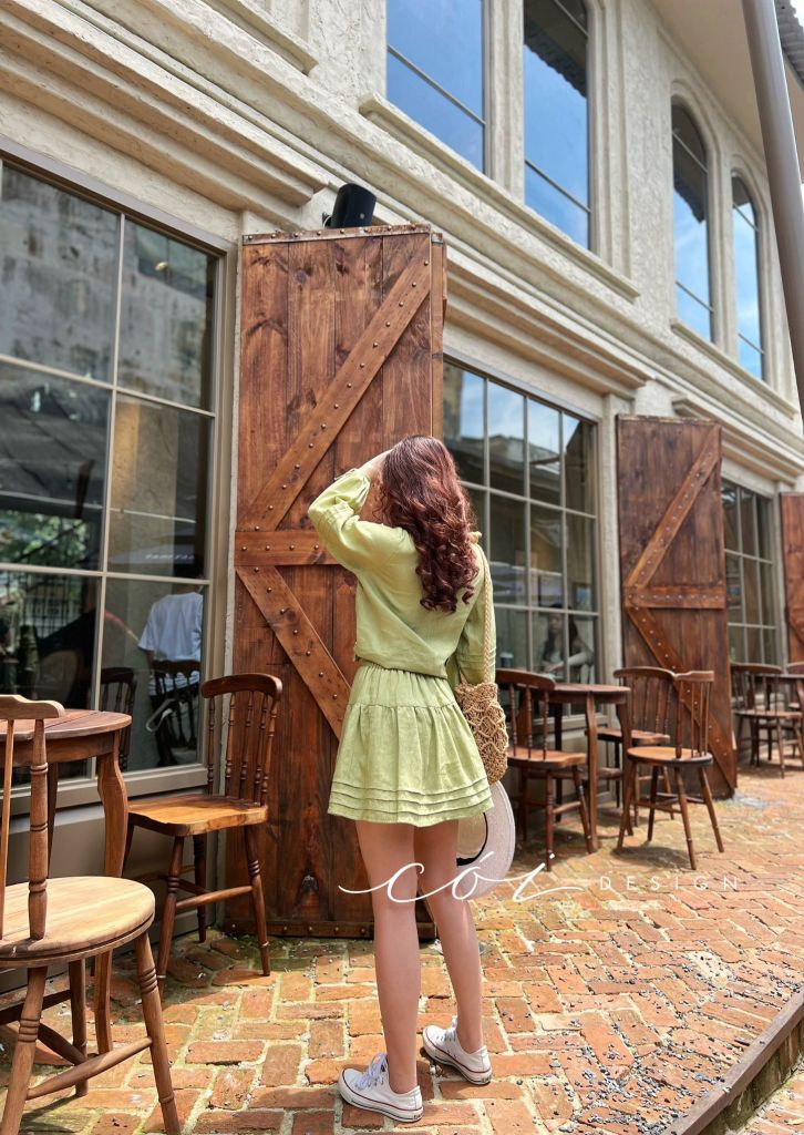 Chân váy linen xòe ngắn Cói Design