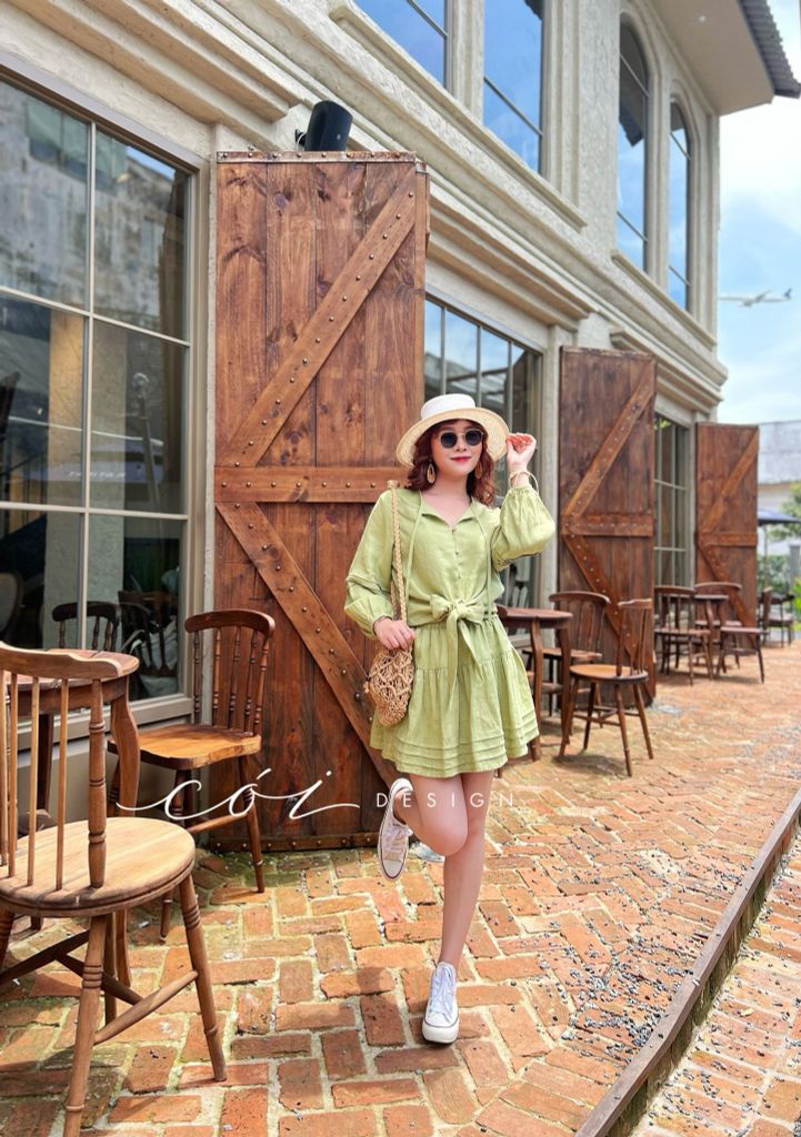 Áo cột nơ tay dài Cói Design