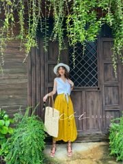 Chân váy hàng nút Linen tưng premium Cói Design