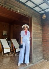 Áo sơ mi lệch vạt linen Cói Design