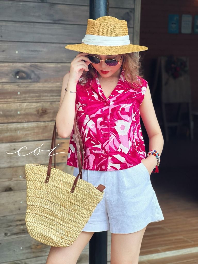 Áo sát nách nút bọc Linen tưng premium Cói Design