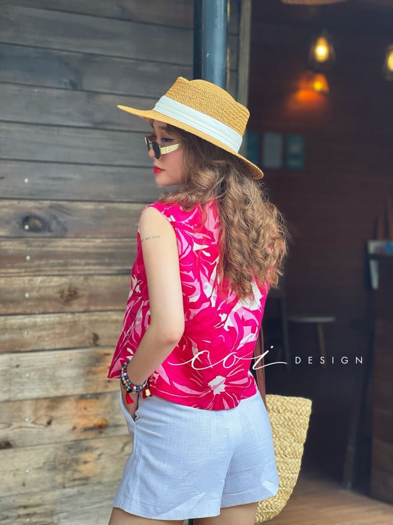 Áo sát nách nút bọc Linen tưng premium Cói Design