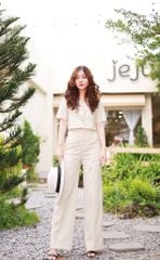 Set áo croptop quần suông linen Cói Design