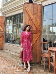 Đầm nút bọc cổ V Linen Cói Design