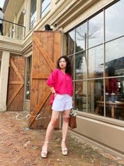 Áo nút bọc cổ V Linen tưng premium Cói Design