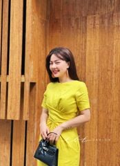 Đầm chéo eo linen tưng premium Cói Design