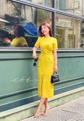 Đầm chéo eo linen tưng premium Cói Design