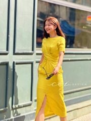 Đầm chéo eo linen tưng premium Cói Design