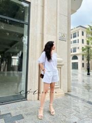 Áo nút bọc cổ V Linen tưng premium Cói Design