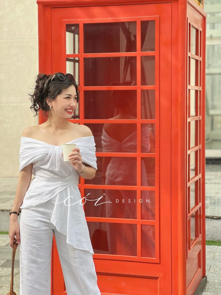 Áo bẹt vai thiết kế nơ Cói Design
