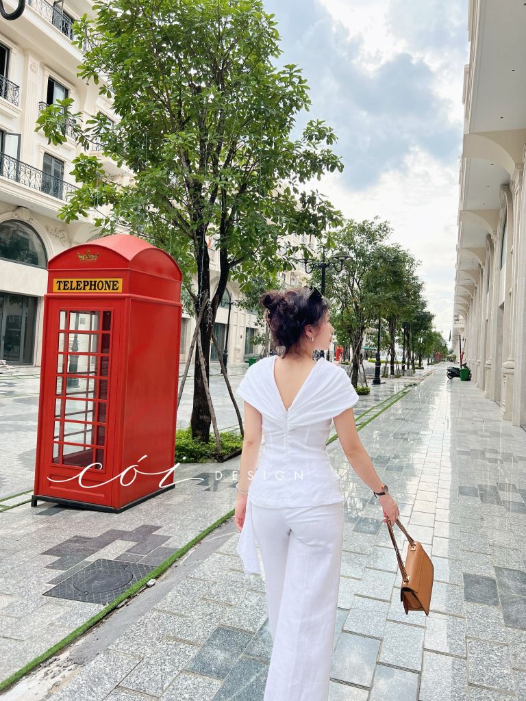 Áo bẹt vai thiết kế nơ Cói Design